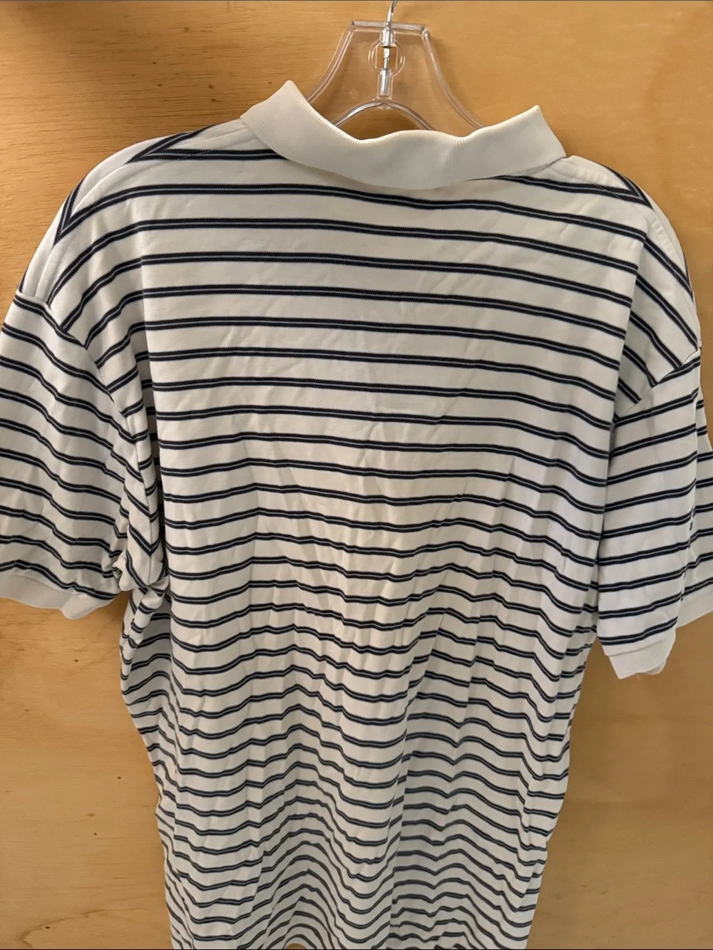 Ralph Lauren Vintage Men’s Cotton White Polo with Navy Stripes size L